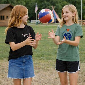 CAT & JACK Lot of Two Girls‎ Grey and Green Graphic T-Shirts Size 10/12 NWOT